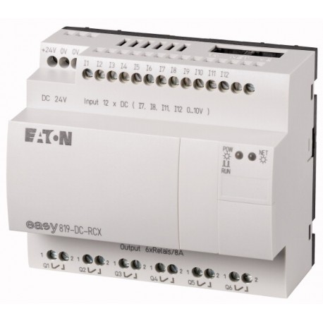 EASY819-DC-RCX 256270 0004520957 EATON ELECTRIC Relé programable Easy500 24 V DC 12 ED(4EA), 6SR Sin Pantall..