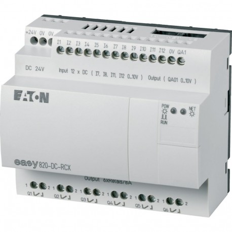 EASY820-DC-RCX 256272 0004520967 EATON ELECTRIC Relè di comando, 24VDC, 12DI(4AI), 6DO-relè, 1AO, orologio, ..
