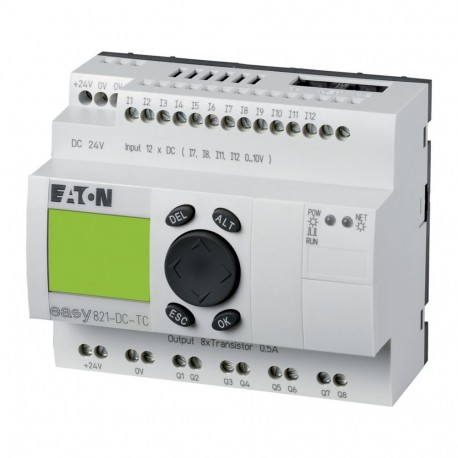 EASY821-DC-TC 256273 0004520968 EATON ELECTRIC Relé programable Easy500 24 V DC 12 ED(4EA), 8SR Con Pantalla..