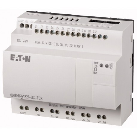 EASY821-DC-TCX 256274 0004520969 EATON ELECTRIC Control relay, 24 V DC, 12DI(4AI), 8DO-Trans, time, expandab..