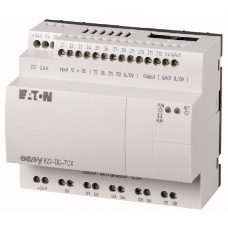 EASY822-DC-TCX 256276 0004520972 EATON ELECTRIC Control relay, 24 V DC, 12DI(4AI), 8DO-Trans, 1AO, time, exp..