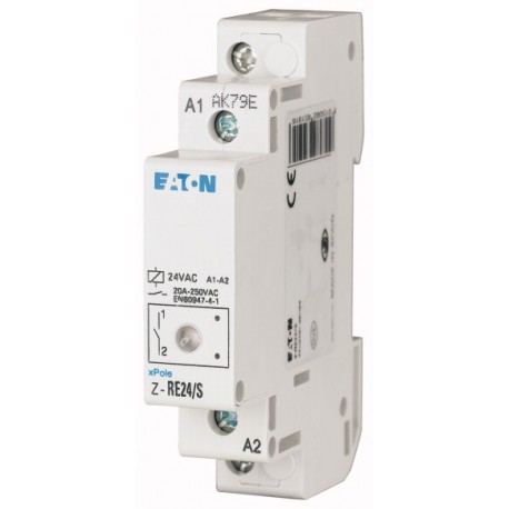 Z-RE24/3S1O 265236 EATON ELECTRIC Contattore d'installazione, 24VAC/50Hz, 3NA+1NC, 20A, 2unità passo