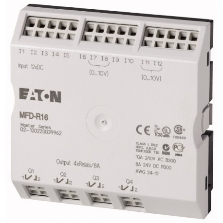 MFD-R16 265254 0004519704 EATON ELECTRIC E/A-Modul für MFD-Titan MFD-CP8/CP10, 24VDC, 12DI(4AI), 4DO-Relais
