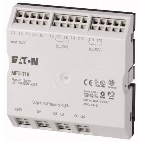 MFD-T16 265255 0004519705 EATON ELECTRIC E/A-Modul für MFD-Titan MFD-CP8/CP10, 24VDC, 12DI(4AI), 4DO-Trans