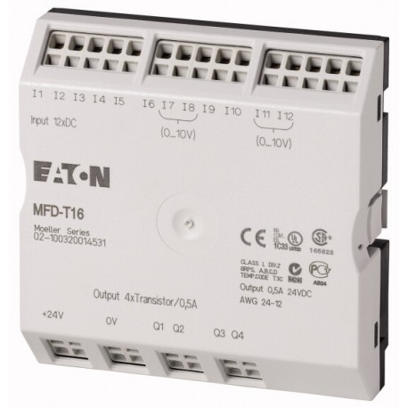 MFD-T16 265255 0004519705 EATON ELECTRIC I/O module, 24 V DC, for MFD-CP8/CP10, 12DI(4AI), 4DO-Trans