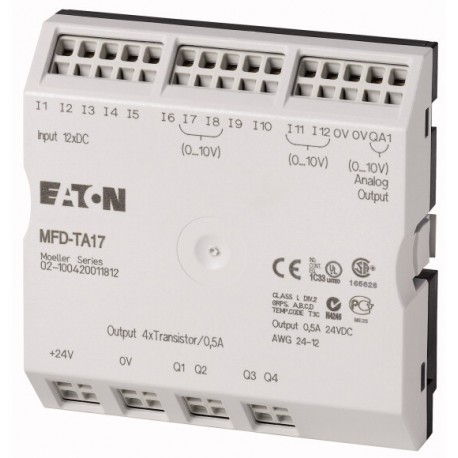 MFD-TA17 265256 0004519707 EATON ELECTRIC E/A-Modul für MFD-Titan MFD-CP8/CP10, 24VDC, 12DI(4AI), 4DO-Trans,..