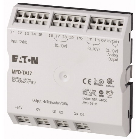 MFD-TA17 265256 0004519707 EATON ELECTRIC Модуль ввода / вывода , 24VDC , для MFD-CP8/CP10 , 12DI (4 AI) , 4..