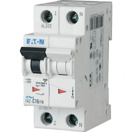 FAZ-C16/1N 278674 EATON ELECTRIC Автоматический выключатель 16А, кривая отключения C, 1+N полюса, откл. спос..