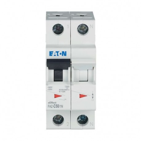 FAZ-C50/1N 278679 EATON ELECTRIC Автоматический выключатель 50А, кривая отключения С, 1+N полюса, откл. спос..