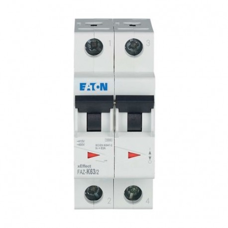 FAZ-K63/2 278804 EATON ELECTRIC Miniature circuit breaker (MCB), 63A, 2p, K-Char, AC