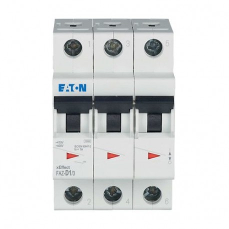 FAZ-D1/3 278881 EATON ELECTRIC Miniature circuit breaker (MCB), 1A, 3p, type D characteristic