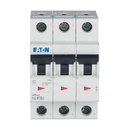 FAZ-K10/3 278909 EATON ELECTRIC Miniature circuit breaker (MCB), 10A, 3p, K-Char, AC