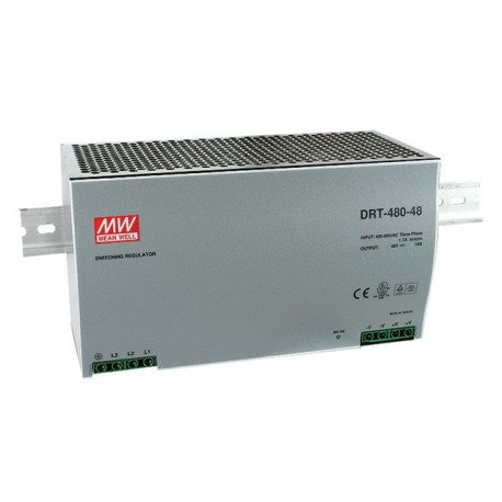 DRT-480-48 MEANWELL Alimentazione AC-DC Industriale su guida DIN, Uscita 48VDC / 10A, custodia in metallo, i..
