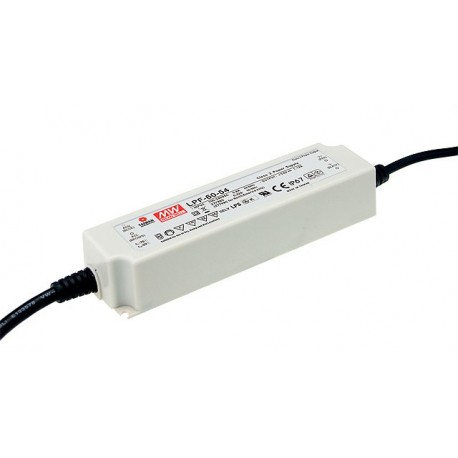 LPF-60-12 MEANWELL Драйвер LED AC-DC один выход смешанном режиме (CV+CC), Выход 12В / 5А, Выход кабель