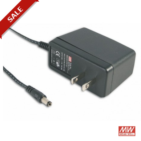 GS15U-11P1J MEANWELL Adattatore AC-DC a parete, Uscita 7,5 VDC / 1,6 A, spina USA 2 poli