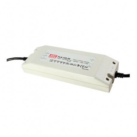 PLN-100-24 MEANWELL AC-DC Single output LED driver Mix mode (CV+CC), Output 24VDC / 4A, cable output, Encaps..