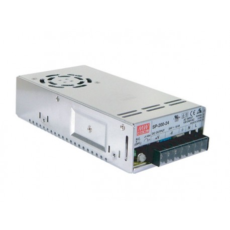 SP-200-12 MEANWELL AC-DC Single output enclosed power supply with PFC, Input range 85-264VAC, Output 12VDC /..