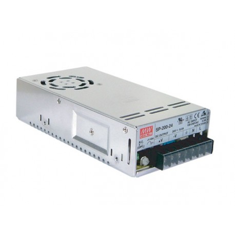 SP-200-5 MEANWELL Alimentazione AC-DC con PFC, Ingresso 85-264 VAC, Uscita 5VDC / 40A, raffreddamento ad ari..