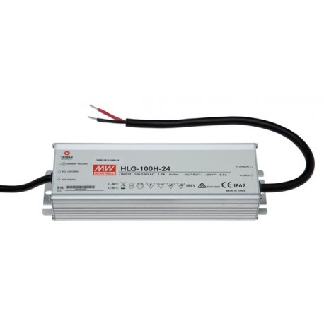 HLG-100H-24 MEANWELL Driver LED AC-DC à sortie unique mode mixte (CV+CC) avec PFC intégré, Sortie 24V / 4A, ..