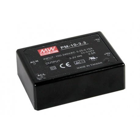 PM-10-24 MEANWELL Fuente de alimentación conmutada para circuito impreso, Entrada: 85-264Vca.Salida: 24Vcc. ..
