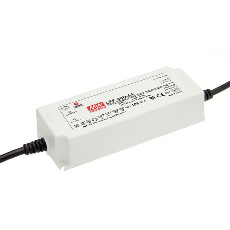 LPF-90D-24 MEANWELL Driver LED AC-DC, uscita singola, in modalità mista (CV+CC), Uscita 24VCC / 3.75 A, cavo..