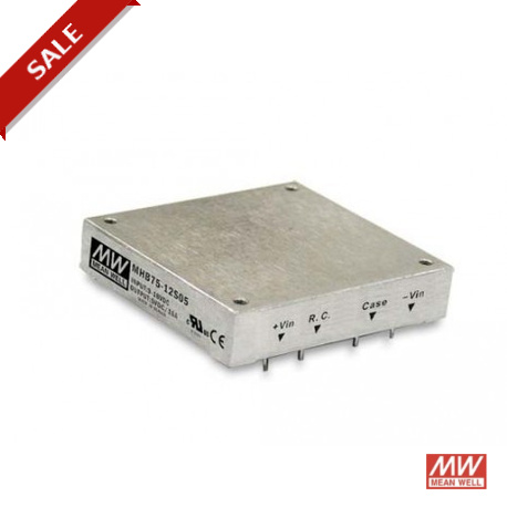 MHB75-12S05 MEANWELL Convertidor CC/CC para circuito impreso, Entrada: 9-18VCC, Salida: 5VCC, 15A. Potencia:..
