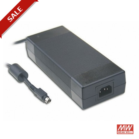 GS220A15-R7B MEANWELL Adattatore AC-DC tavolo con presa IEC320-C14 3 poli, Uscita 15VDC / 13.4 A, DIN a 4 pi..