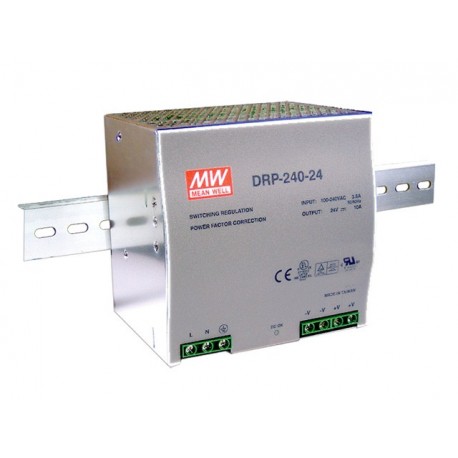 DRP-240-24 MEANWELL Alimentation AC-DC Industriel pour rail DIN, Sortie 24V / 10A, boîtier métallique