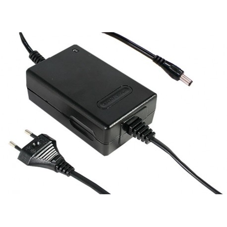 GC30E-1P1J MEANWELL AC-DC Desktop charger mix mode (CC+CV), Output 5.6VDC / 3.99A, 2 pin AC Euro plug
