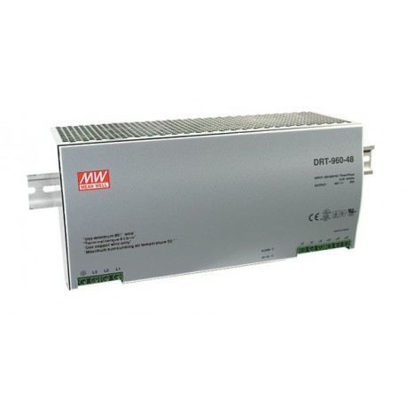 DRT-960-24 MEANWELL Alimentazione AC-DC Industriale su guida DIN, Uscita 24VCC / 40A, custodia in metallo, i..