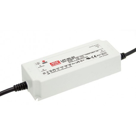 LPF-90-48 MEANWELL Driver LED AC-DC à sortie unique mode mixte (CV+CC), Sortie 48VDC / 1.88 A, Sortie câble,..