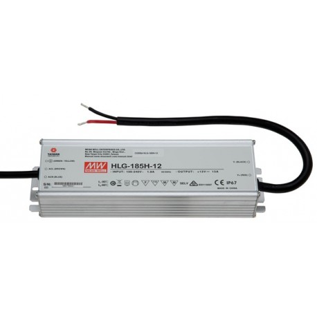 HLG-185H-12 MEANWELL AC-DC Single output LED driver Mix mode (CV+CC) with built-in PFC, Output 12VDC / 13A, ..