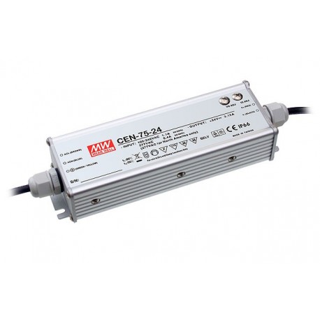 CEN-75-24 MEANWELL Driver LED AC-DC, uscita singola, in modalità mista (CV+CC), Uscita 24 VDC / 3,15 A