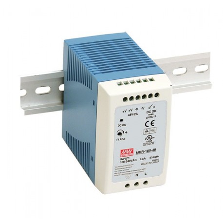 MDR-100-12 MEANWELL Fonte de alimentação comutada, Entrada: 85-264VCA, Saída: 12VDC, 7,5 A. Potência: 90W. F..