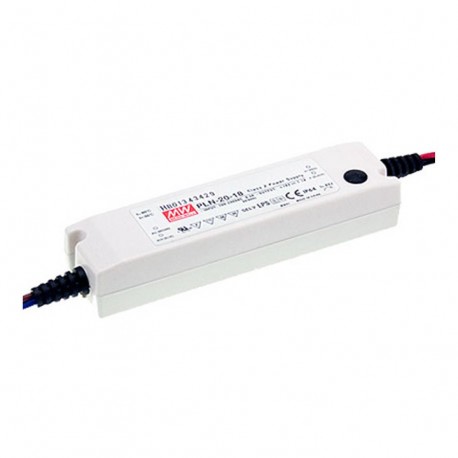 PLN-20-12 MEANWELL Driver LED AC-DC à sortie unique mode mixte (CV+CC), Sortie 12VDC / 1,6 A, sortie câble, ..