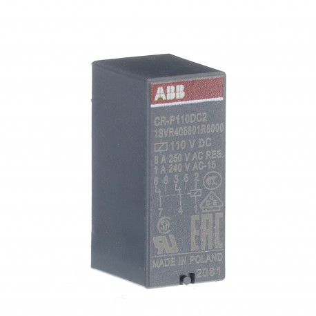 1SVR405601R8000 ABB CR-P110DC2 Pluggable interface relay 2c/o, A1-A2 110VDC, 250V/8A