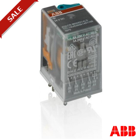 CR-M024AC2 1SVR405611R0000 ABB CR-M024AC2 Pluggable interface relay 2c/o, A1-A2 24VAC, 250V/12A