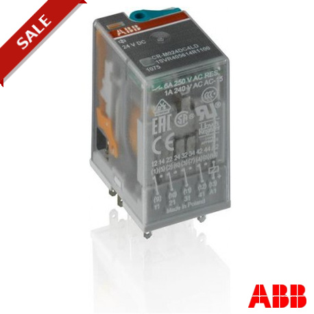 CR-M024DC4LG 1SVR405618R1100 ABB CR-M024DC4LG Pluggable interface relay 4c/o, A1-A2 24VDC, gold-plated conta..