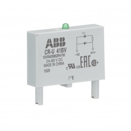 1SVR405662R4100 ABB CR-U 41BV Pluggable modulo di diodi e LED verde, 24-60VDC, A1 +, A2-