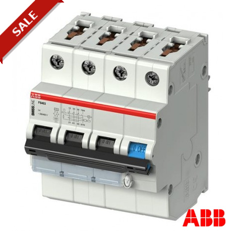 2CCL564111E0203 ABB FS403E-C20 / 0,03 Fehlerstromschutzschalter mit Überstromschutz 3PN, C20A, 30mA, 6kA SMI..