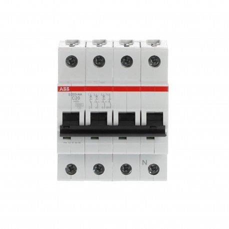 2CDS253103R0204 ABB Miniature Circuit Breaker S200 4P C 20 A