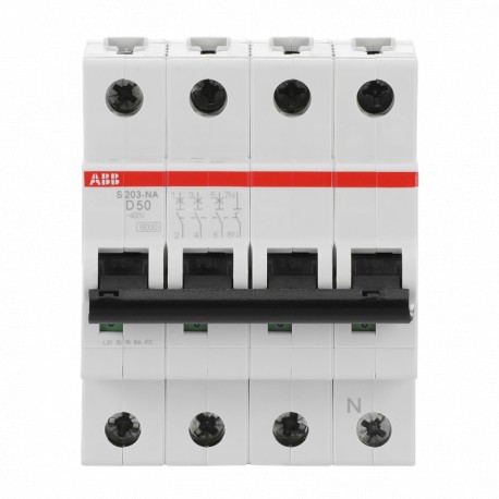 2CDS253103R0501 ABB Miniature Circuit Breaker S200 4P D 50 A