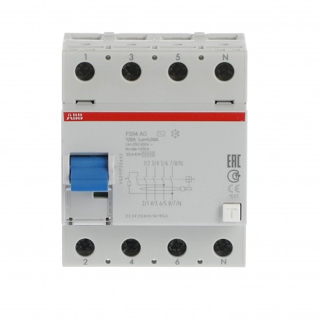 2CSF204001R1950 ABB Int.dif.F204AC-125/0,03 4p 125A AC 30mA