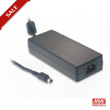 GS160A12-R7B MEANWELL Adaptateur AC-DC mural, prise entrée à 3 broches IEC320-C14, Sortie 12VDC / 11.5 A DIN..