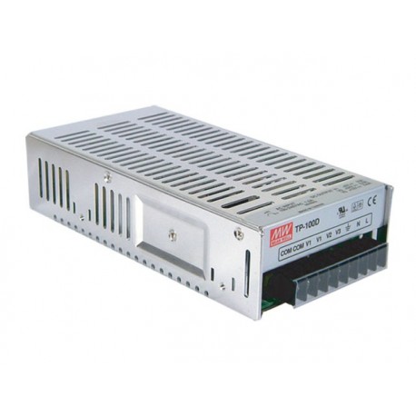 TP-100A MEANWELL AC-DC Triple output enclosed power supply, Output 5VDC / 15A +12VDC / 5A -5VDC / 1A