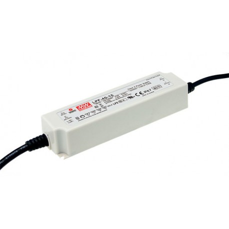 LPF-40-20 MEANWELL Driver LED AC-DC à sortie unique mode mixte (CV+CC), Sortie 20VDC / 2A, Sortie câble