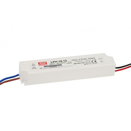 LPH-18-12 MEANWELL AC-DC Single output LED driver Constant Voltage (CV), Output 12VDC / 1.5A, cable output