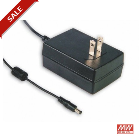 GS25U15-P1J MEANWELL AC-DC Wall mount adaptor, Output 15VDC / 1.66A, 2 pin USA plug