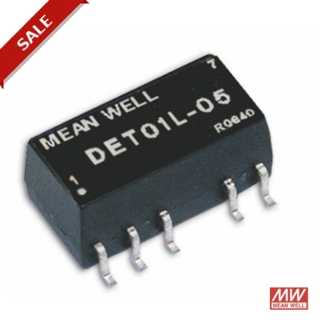 DET01M-12 MEANWELL Convertisseur DC-DC pour montage sur circuit, Entrée: 10,8-13,2 VDC.Sortie: ±12VDC. 42mA...