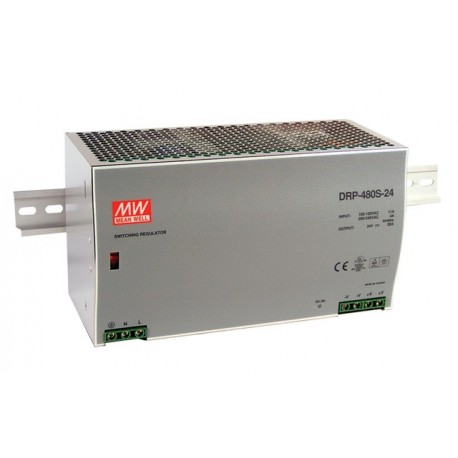 DRP-480S-24 MEANWELL Fuente de alimentación para carril DIN, Entrada: 180-264Vca.Salida: 24Vcc. 20A. Potenci..